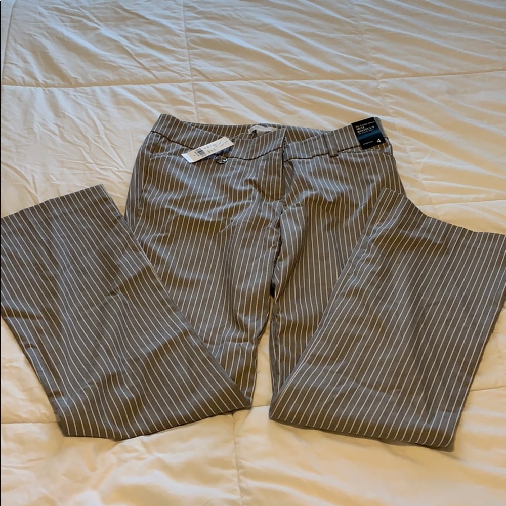 Bootcut dress pants/ grey with white strips